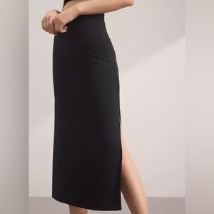Talula Straight Black Midi Skirt with slit Small